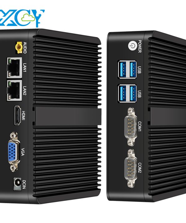 Xcy fanless Mini PC Intel Celeron j4125 2X GbE LAN 2X RS232 HDMI VGA Hỗ trợ Wifi 4G LTE Windows 10 Linux máy tính công nghiệp