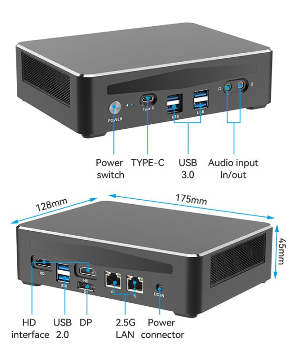 Xcy Mini PC 12th Gen Intel Core i9-12900H 14 lõi lên đến 5.0Ghz DDR4 M.2 NVMe SSD wifi6 4K đầu ra Windows 10/11