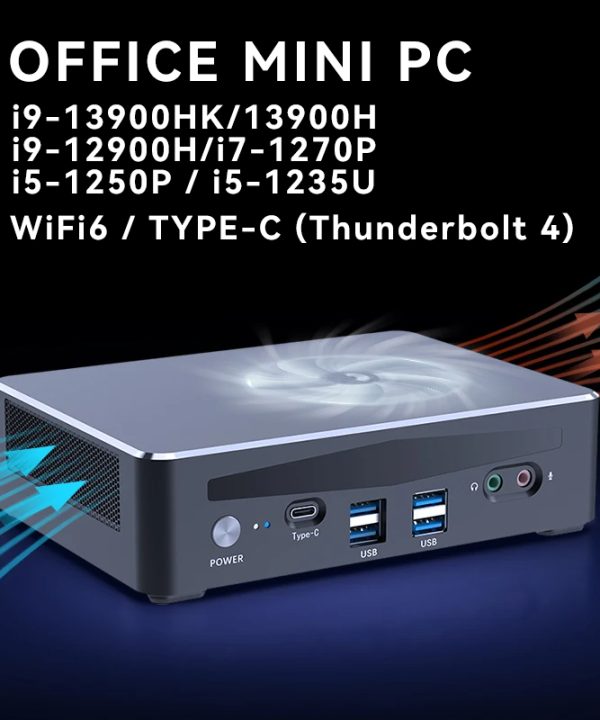 I9-13900H Intel Core thế hệ 13 Mini PC 14 lõi ddr5m.2 NVMe SSD wifi6 2.5gbe Type-C thunderbolt4 2xhdmi2. 0 DP 4K Windows 10/11