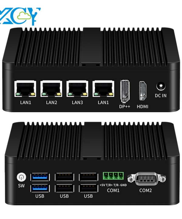 Intel Bộ vi xử lý N100 fanless công nghiệp máy tính mini 4x LAN cổng 2X Com RS485 RS232 win11 Linux pfsense tường lửa mềm Router