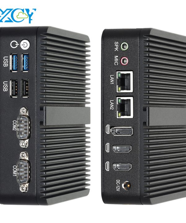 Máy vi tính công nghiệp mini Intel Celeron j6412 N100 DDR4 M.2 NVMe SSD/mSATA/2.5inch SATA 2X Com RS232 2X Lan 3x hiển thị Win10/11 Linux