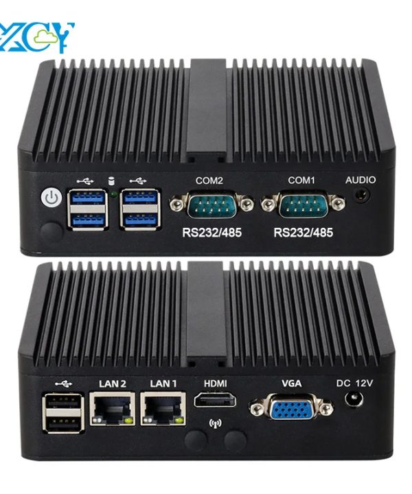 Intel Celeron fanless công nghiệp IOT Mini PC j6412 j4125 J1900 2X Com RS232 RS485 2X Gigabit Ethernet hỗ trợ Wifi 3G 4G Sim