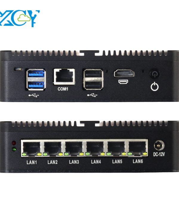 Xcy Bộ định tuyến PC Mini fanless Bộ xử lý Intel Celeron j6412 thế hệ 12 6x Intel i226v 2.5g LAN hỗ trợ Windows Linux pfsense