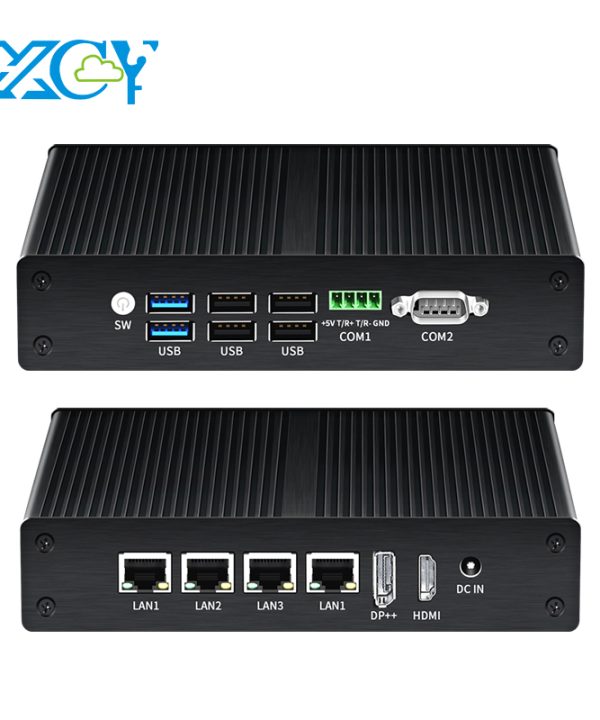 Bộ xử lý Intel PC mini công nghiệp fanless N100 4x2.5G Ethernet i225v RS485 RS232 6x Bộ định tuyến tường lửa Wifi USB Windows Linux