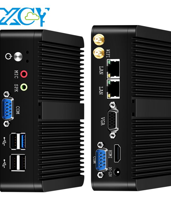 Xcy fanless Mini PC Intel Celeron J1900 Quad-Cores 2.0Ghz 2X RS232 2X Lan Windows 10 Linux nhúng IOT máy tính công nghiệp