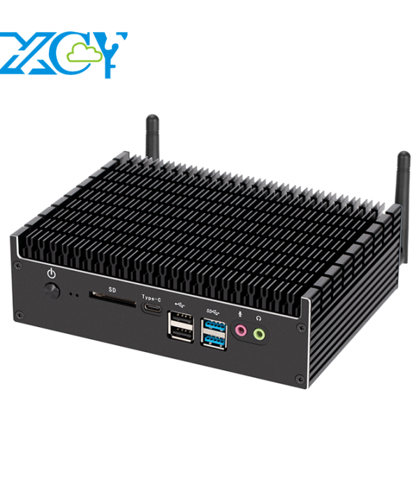 Fanless Mini PC Intel Pentium 5405U DDR4 M.2 NGFF SSD 2x Ethernet DB9 RS232 RS WiFi BT SD Card Slot DP HDMI Type-C Win11 Linux