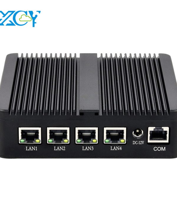 Xcy fanless Mini PC Intel Celeron j4125 Quad-Cores 4x LAN 2.5g Intel Ethernet i225v Hỗ trợ Windows Linux pfsense