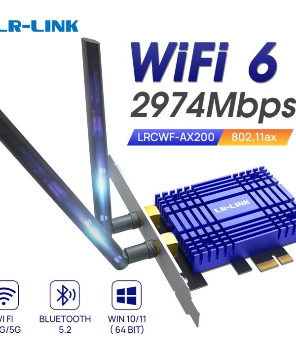 LR-Link thẻ Wifi PCIe Wifi 6 cho máy tính để bàn ax200 Bluetooth 5.2, bộ điều hợp không dây băng tần kép Wifi 802.11ax 3000Mbps với MU-MIMO,