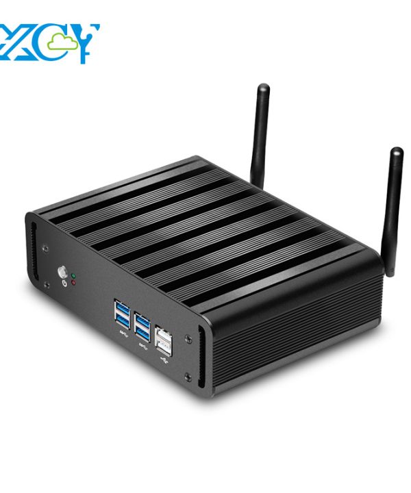 Xcy fanless Mini PC Intel Core i7 5500U Windows Linux HDMI VGA Wifi Gigabit Ethernet 8x cổng USB HTPC máy khách máy tính công nghiệp mỏng