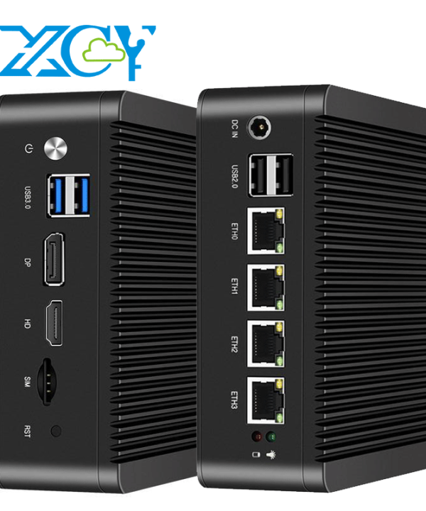 Xcy fanless Mini PC Intel N100 j4125 J1900 N2830 n5105 4x2.5G Ethernet Thin Client PC Hỗ trợ Windows Linux pfsense