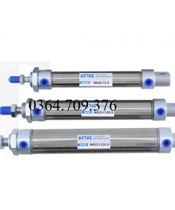 AirTac Xy Lanh Mini Bằng Thép Không Gỉ Nhỏ Ma16/20/25/32/40-75X100X125X 150-s-ca