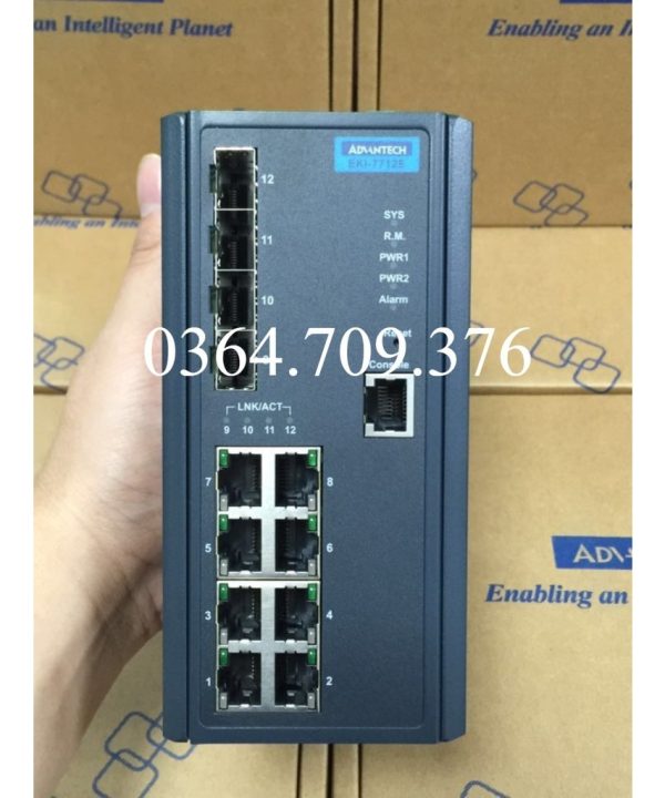 Bộ Chuyển Mạch Công Nghiệp Advantech EKI-7712E-4FI-AE 4 Gigabit SFP Khe Cắm 8 100 M Cổng Loại Quản Lý Mạng