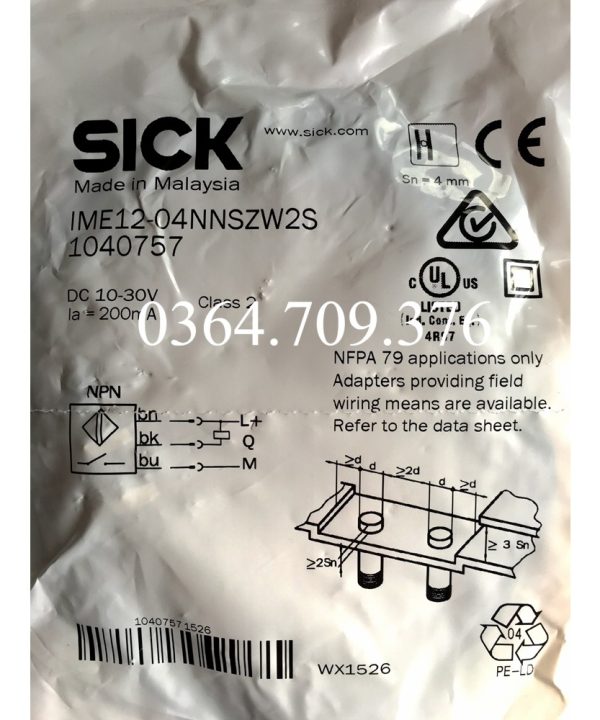 Công Tắc Tiệm Cận SICK  Nguyên Bản Hoàn Toàn Mới IME12-04NPSZW2S IME12-04NNSZW2S
