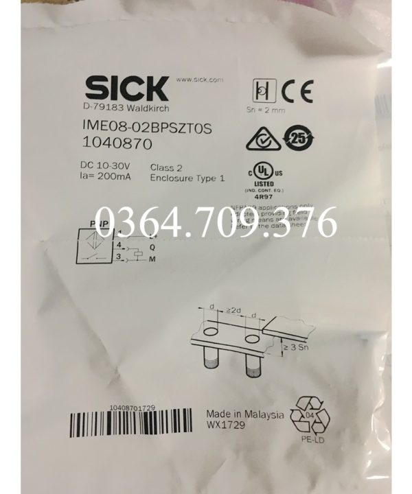 Công Tắc Tiệm Cận SICK  Nguyên Bản Hoàn Toàn Mới IME08-02BPOZT0S IME08-02BPSZT0S