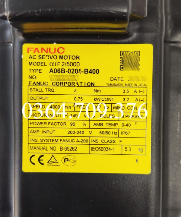 A06B-0205 2205-b400/B401/B402 #0100 Fanuc Động Cơ Servo