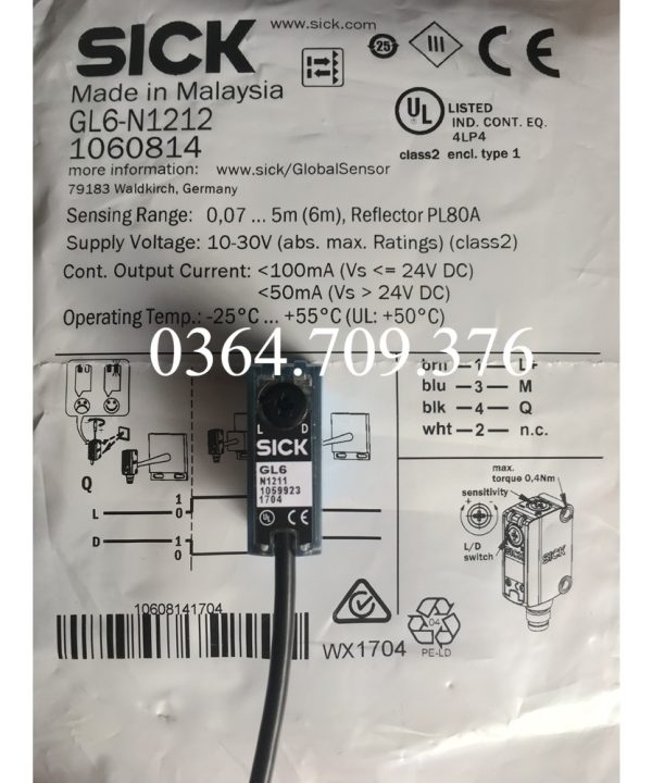 Công Tắc Quang Điện SICK Hoàn Toàn Mới  GL6-N1212 GL6-P1211 GL6-N1211