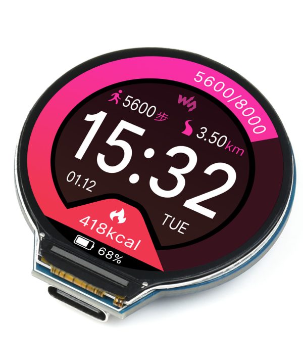 Waveshare rp2350 bảng MCU, với màn hình LCD tròn 1.28inch, thiết kế lõi kép và kiến trúc kép, 240 × 240 pixel, màu 65k, bảng điều khiển IPS