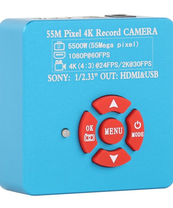 4K 1080P 60FPS 55MP HDMI USB Video Lab Microscope Camera C-Mount Lens LED Ring Light For PCB Mobile Repair Soldering