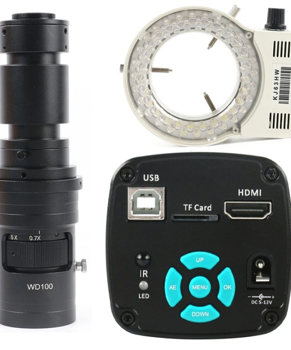 UHD 4K 1080p 48mp video phòng thí nghiệm HDMI USB kính hiển vi camera 100x 130x 180X 200X 300x 500x Zoom C mount LED ánh sáng cho điện thoại sửa chữa