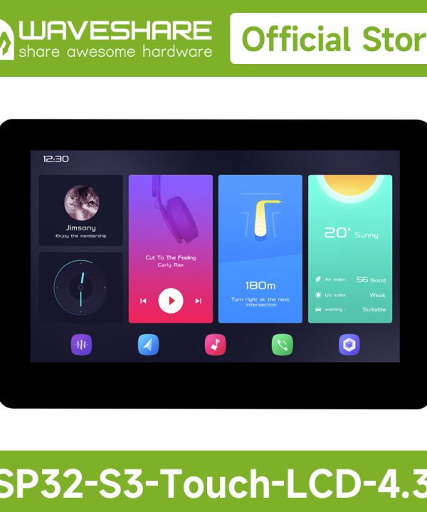 Waveshare ESP32-S3 4.3inch cảm ứng điện dung hiển thị bảng phát triển B, 800 × 480, cảm ứng 5 điểm, bộ xử lý lõi kép 32 bit LX7