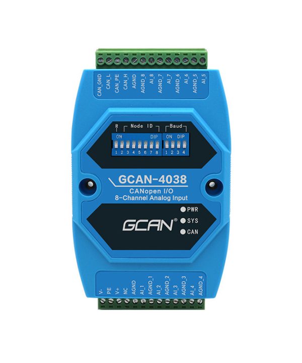 Cấp công nghiệp canopen Analog mua lại mô-đun GCAN-4038 8-kênh analog đầu vào và đầu ra Coupler