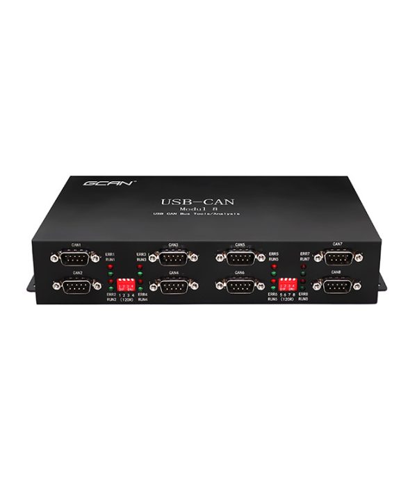 USBCAN-Modul8 tích hợp giao diện bus 8 kênh, sử dụng hệ thống dây DB9, hỗ trợ các định dạng khung can2.0a và 2.0b