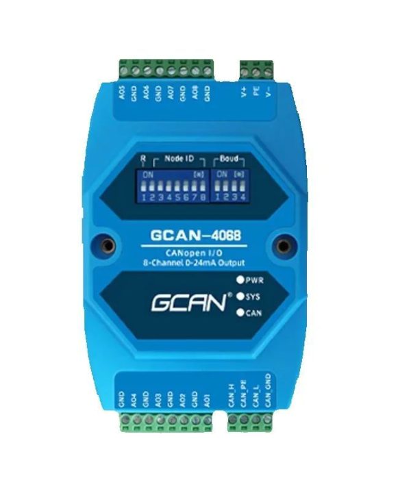 GCAN-4068 canopen mô-đun IO từ xa 0-24ma đầu ra hiện tại giao diện canopen